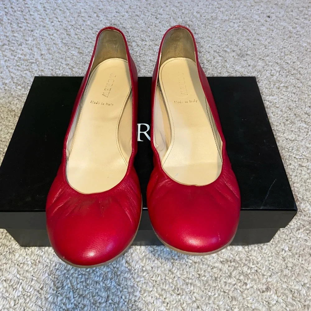 J. Crew Cece Ballet Flats, Made In Italy, Moroccan Red, Size 9 - Picture 4 of 8